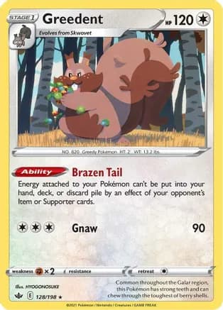 Greedent — SWSH06: Chilling Reign Pokémon TCG card by HYOGONOSUKE