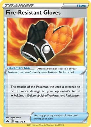 Fire-Resistant Gloves — SWSH06: Chilling Reign Pokémon TCG card by Toyste Beach