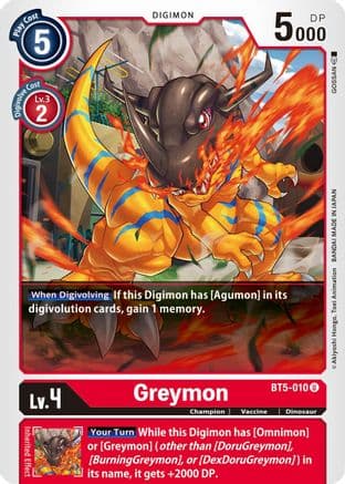 Greymon — Battle of Omni Digimon Card Game card by GOSSAN