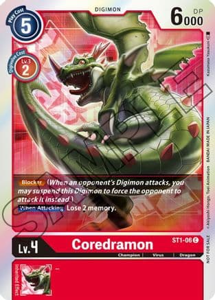 Coredramon - ST1-06 (Event Pack 1) — Starter Deck 01: Gaia Red Digimon Card Game card by Kiyotaka Yasui