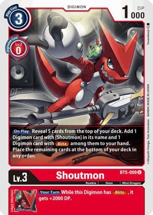 Shoutmon — Battle of Omni Digimon Card Game card by Tonami