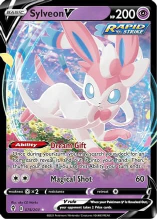 Sylveon V — SWSH07: Evolving Skies Pokémon TCG card by aky CG Works