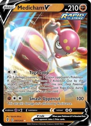 Medicham V — SWSH07: Evolving Skies Pokémon TCG card by Satoshi Shirai