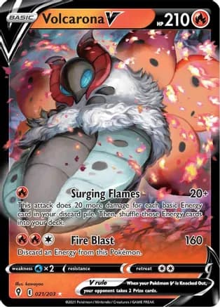 Volcarona V — SWSH07: Evolving Skies Pokémon TCG card by kawayoo
