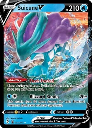 Suicune V — SWSH07: Evolving Skies Pokémon TCG card by Ayaka Yoshida