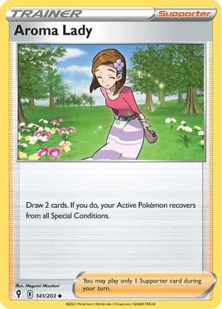 Aroma Lady — SWSH07: Evolving Skies Pokémon TCG card by Megumi Mizutani