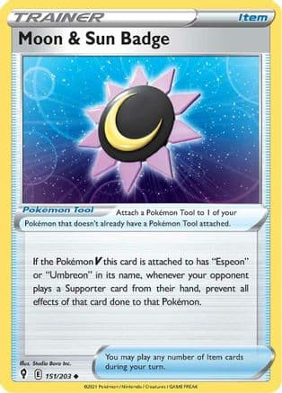 Moon & Sun Badge — SWSH07: Evolving Skies Pokémon TCG card by Studio Bora Inc.