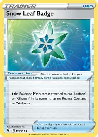 Snow Leaf Badge — SWSH07: Evolving Skies Pokémon TCG card by Studio Bora Inc.