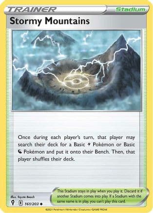 Stormy Mountains — SWSH07: Evolving Skies Pokémon TCG card by Toyste Beach