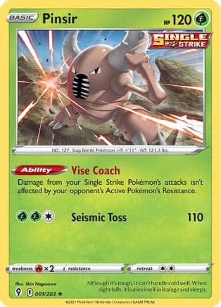 Pinsir — SWSH07: Evolving Skies Pokémon TCG card by Shin Nagasawa
