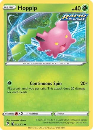 Hoppip — SWSH07: Evolving Skies Pokémon TCG card by Kagemaru Himeno
