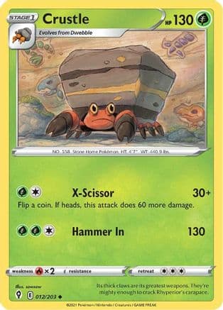 Crustle — SWSH07: Evolving Skies Pokémon TCG card by sowsow