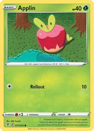 Applin — SWSH07: Evolving Skies Pokémon TCG card by OKUBO