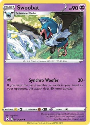 Swoobat — SWSH07: Evolving Skies Pokémon TCG card by nagimiso