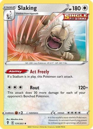 Slaking — SWSH07: Evolving Skies Pokémon TCG card by Mitsuhiro Arita