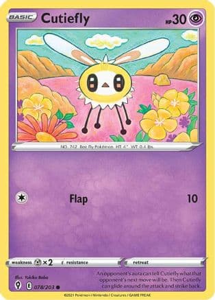 Cutiefly — SWSH07: Evolving Skies Pokémon TCG card by Yukiko Baba