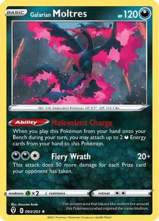 Galarian Moltres — SWSH07: Evolving Skies Pokémon TCG card by Kazuma Koda
