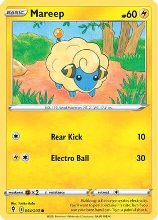 Mareep — SWSH07: Evolving Skies Pokémon TCG card by Yukiko Baba