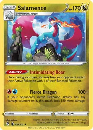 Salamence — SWSH07: Evolving Skies Pokémon TCG card by kodama