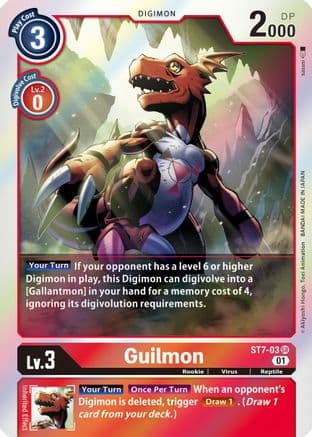 Guilmon — Starter Deck 07: Gallantmon Digimon Card Game card by Akiyoshi Honga, Toei Animation