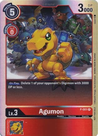 Agumon - P-001 (Rainbow Foil) — Digimon Promotion Cards Digimon Card Game card by Akiyoshi Hongo, Toei Animation