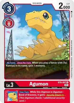 Agumon — Double Diamond Digimon Card Game card by Akiyoshi Hongo, Toei Animation