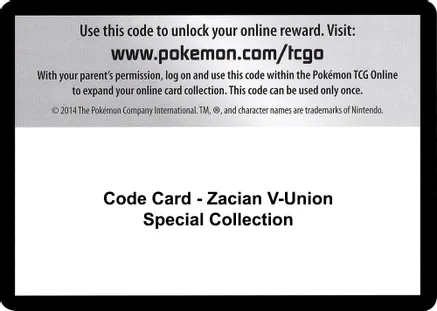 Code Card - Zacian V-UNION Special Collection — SWSH07: Evolving Skies