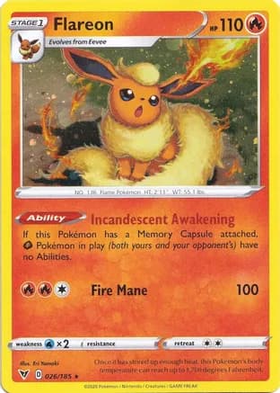 Flareon - 026/185 (Cosmos Holo) — Miscellaneous Cards & Products