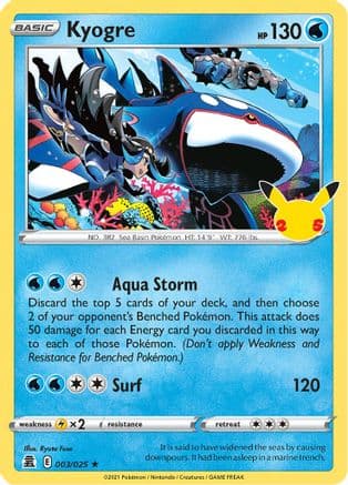 Kyogre — Celebrations Pokémon TCG card by Ryuta Fuse