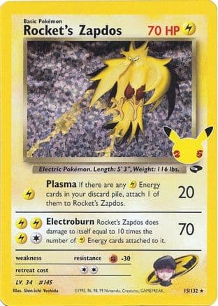 Rocket's Zapdos — Celebrations: Classic Collection Pokémon TCG card by Shin-ichi Yoshida