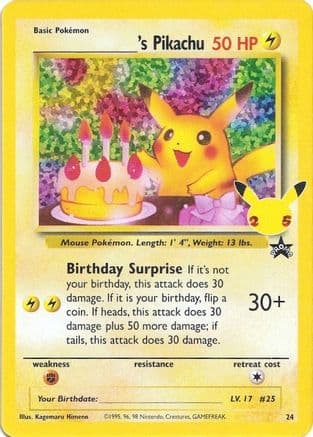 ______'s Pikachu — Celebrations: Classic Collection Pokémon TCG card by Kagemaru Himeno