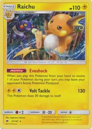 Raichu - 41/147 (Cosmos Holo) — Blister Exclusives Pokémon TCG card by Kagemaru Himeno