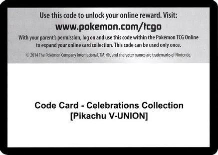 Code Card - Celebrations Collection [Pikachu V-UNION] — Celebrations