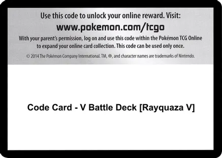 Code Card - V Battle Deck [Rayquaza V] — Miscellaneous Cards & Products