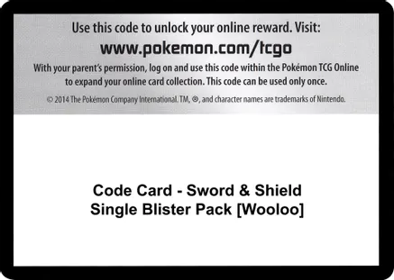 Code Card - Sword & Shield Single Blister Pack [Wooloo] — SWSH01: Sword & Shield Base Set
