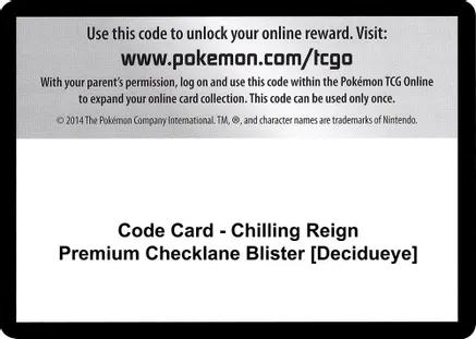 Code Card - Chilling Reign Premium Checklane Blister [Decidueye] — SWSH06: Chilling Reign