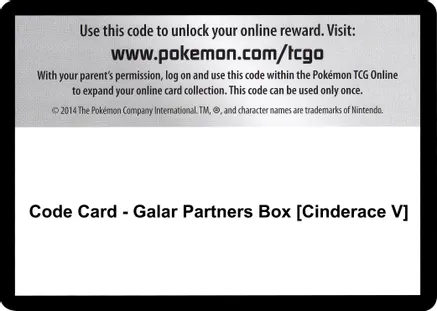 Code Card - Galar Partners Box [Cinderace V] — SWSH01: Sword & Shield Base Set