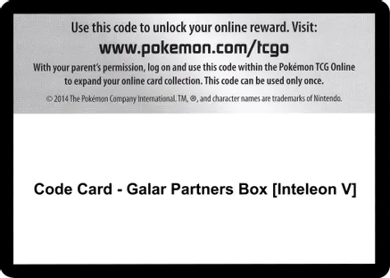 Code Card - Galar Partners Box [Inteleon V] — SWSH01: Sword & Shield Base Set
