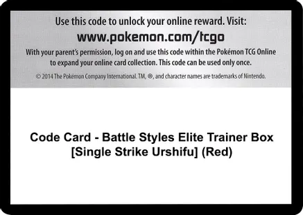 Code Card - Battle Styles Elite Trainer Box [Single Strike Urshifu] (Red) — SWSH05: Battle Styles