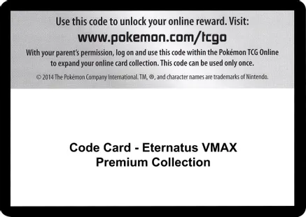 Code Card - Eternatus VMAX Premium Collection — SWSH03: Darkness Ablaze