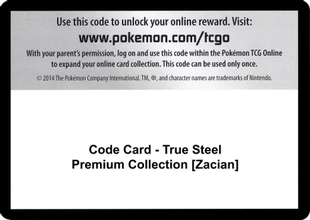 Code Card - True Steel Premium Collection [Zacian] — SWSH03: Darkness Ablaze