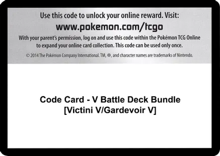 Code Card - V Battle Deck Bundle [Victini V/Gardevoir V] — Miscellaneous Cards & Products