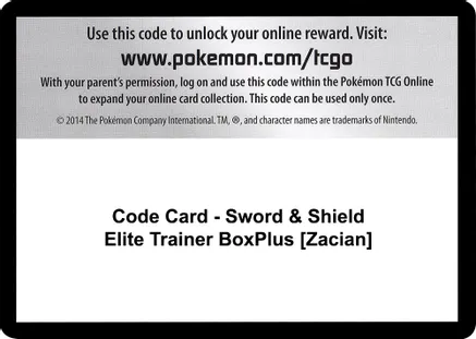Code Card - Sword & Shield Elite Trainer Box Plus [Zacian] — SWSH04: Vivid Voltage