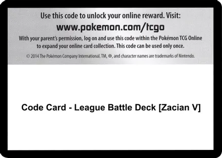 Code Card - League Battle Deck [Zacian V] — Miscellaneous Cards & Products
