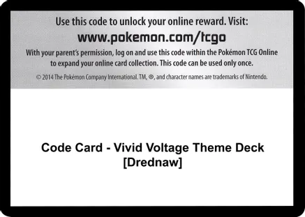 Code Card - Vivid Voltage Theme Deck [Drednaw] — SWSH04: Vivid Voltage