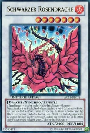 Black Rose Dragon (German) - "Schwarzer Rosendrache" — Advent Calendar 2011 (Adventskalender) Yu-Gi-Oh! card by KAZUKI TAKAHASHI