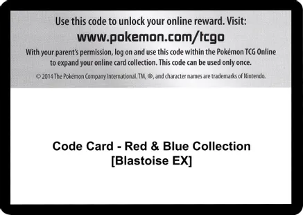 Code Card - Red & Blue Collection [Blastoise EX] — Generations