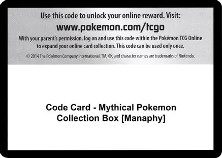 Code Card - Mythical Pokemon Collection Box [Manaphy] — Generations