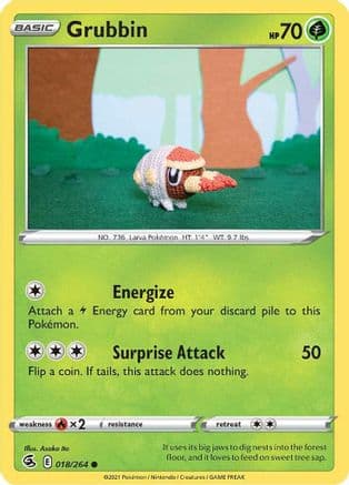 Grubbin — SWSH08: Fusion Strike Pokémon TCG card by Kagemaru Himeno