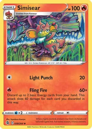 Simisear — SWSH08: Fusion Strike Pokémon TCG card by Tomokazu Komiya